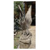58 inch Tall Eagle with Fish Carved Wood Statue