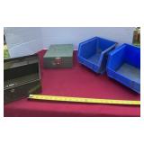 Metal Boxes and Blue Plastic Blue Storage