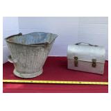 Aluminum Dome Top Lunchbox and Galvanized Metal