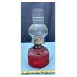 Anchor Hocking Wexford Ruby Red Glass Oil Lamp