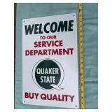 Tin Quaker State Service Department Sign