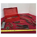 Wiss Cutters, Chisels and Red Plastic Carry Box