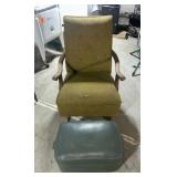 Green Rocking Chair with Leather Foot Stool
