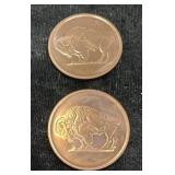 2 Copper Buffalo Coins 2012