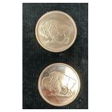 2 Copper Buffalo Coins 2012