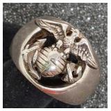 Sterling Silver Marine Corps Ring 16.14 grams