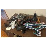 Office supplies, lights, tape player, hangers,