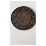 1916 Canadian "Large Cent" featuring a maple leaf