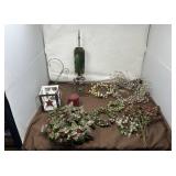 Wreaths, and candle holders