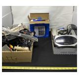 Photo Dial Phone, Alarm Clocks and box of