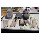 Three Welding Hoods Welding Rods Leather Welding