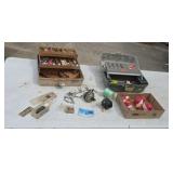 Two Tackle Boxes with Fishing Gear Rod and Reels