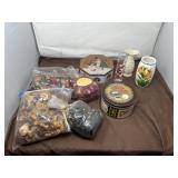 Flower Holders, Tin Canisters, and Potpourri