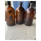 Large Amber Glass Chemical Bottles 13 inches tall