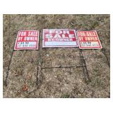 Three Metal Sign Frames With Signs