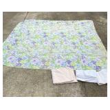 Green and Purple Comforter with Small Stains 88 x
