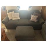 LA-Z-BOY Green Couch with Ottoman 86x38x38