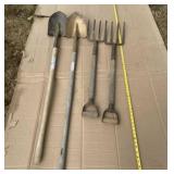 Two Round Pointed Digging Shovels and Pitch