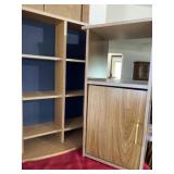 Pressed Wood Shelf Unit and Storage Cabinet.