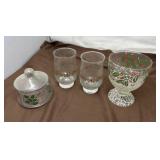 Christmas Glasses with Candy Dish