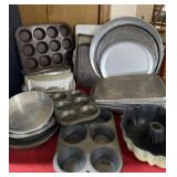 Cake, Muffin and Pie Pans With Cookie and Pizza
