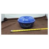 Royal Blue Stoneware Lidded Casserole