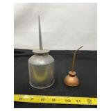 Copper Tone Thumb Oil Can With Metal Oil Can