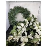 Light Up Christmas Wreath and Lighted Poinsettia