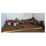 Vintage Cast Iron Clydesdale Beer Wagon, 8-Horse