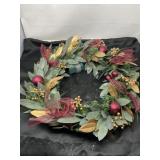 Pre Lit Bay Leaf & Ball Wreath