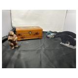 Wood Keepsake Box, Duck and Bear Decor