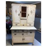 Hoosier Style Bakers Cabinet On Wheels With Flour