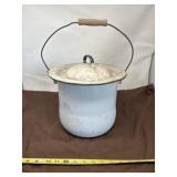 Vintage White Enamelware Chamber Pot