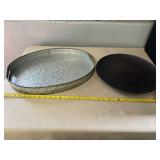 Galvanized Metal Serving Tray With Round Tray
