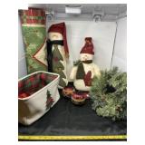 Christmas Basket, Wreath, Snowmen and Decor