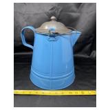 Vintage Robin Egg Blue Enamelware Coffee Pot