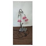 Pink and White Pond Lily Accent Table Lamp