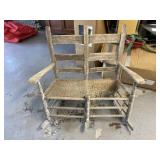 Double Rocking Chair With Woven Seats One Side