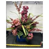 Blue Ceramic Dragon Fly Planter With Arrangement