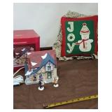 Christmas Lighted House & Pillow