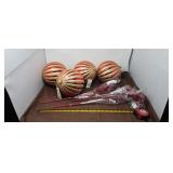 Large Christmas Red and Gold Striped Ornaments