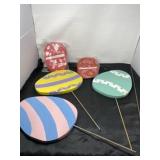 Wood Easter Eggs On Yard Stakes and More