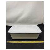 White Enamel Rectangular Refrigerator Pan/Lid