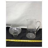 Etched Lace Glass Pitcher and a Dunbar Clear