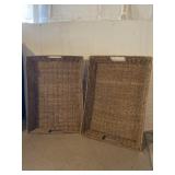 Two Rectangular Seagrass Baskets With Handles
