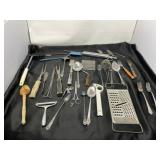 Kitchen Utensils Including Enamel Ware Spoon
