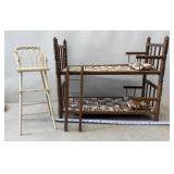 Antique Wooden Doll Bunkbed Set and Highchair