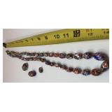 Venetian Millefiori art glass graduated oval bead
