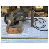 electric motor mounted to a custom wooden base
