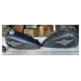 blue OEM Harley-Davidson Fat Boy gas fuel tanks